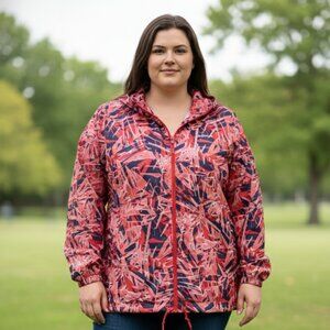 💖Host Pick💖 Columbia Geometric Camouflage Windbreaker Hooded Jacket XXL